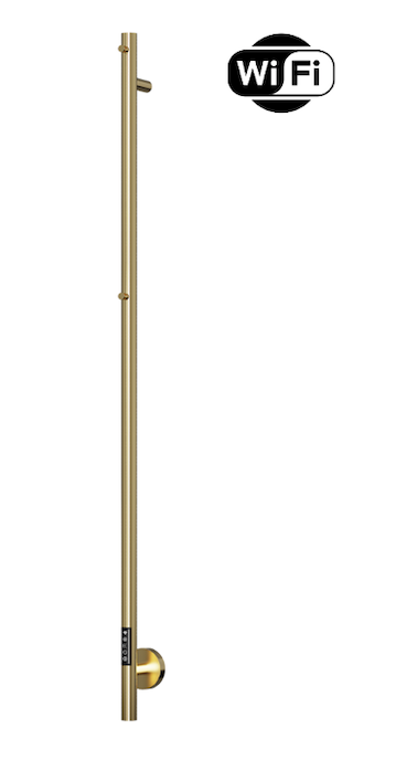 TVS Plus 1 El-håndklædetørrer m/timer og Wifi 1500 x 85 mm, Blank guld / messing PVD